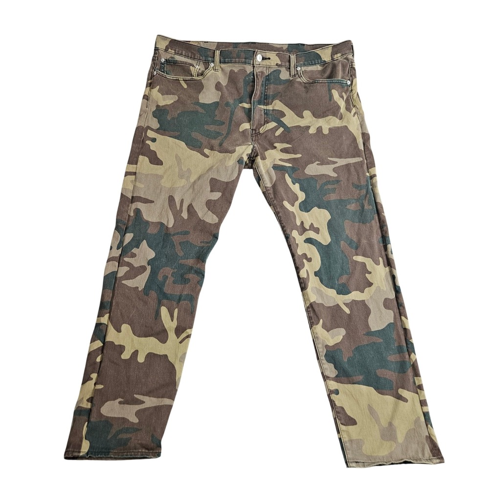 Levis 502 Hi Ball Jeans 40x30‎ Green Brown Camo Y2K Workwear Grunge Utility